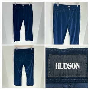 HUDSON Brix Blue Velvet High Rise Cropped Flare Leg Pants Size 29 Office 30x25.5